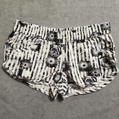 Volcom Y2K Floral Shorts Womens Small Black White Lounge Surf Beach Flowers  - Image 1 of 4