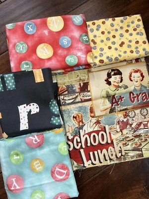 Windham Fabrics American Vintage School Alphabet Kids With Moda Coin Fabric - Image 1 of 4
