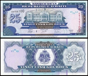 HAITÍ 25 GOURDES 2014 UNC GW, PALACIO DE JUSTICIA EN PUERTO PRÍNCIPE EN EL CENTRO, BRAZOS - Imagen 1 de 1