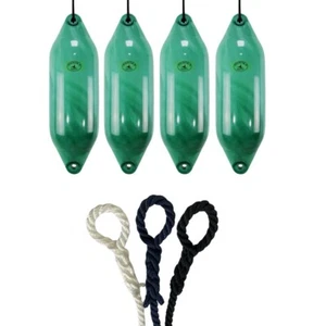 4 x HURRICANE Aurora Bootsfender: grün PM04 - FREE SPLICED END 10MM SEIL - Bild 1 von 2