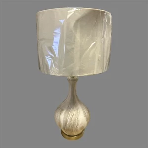 Mila Akela Marbled White & Grey Ceramic Table Lamp - Picture 1 of 3