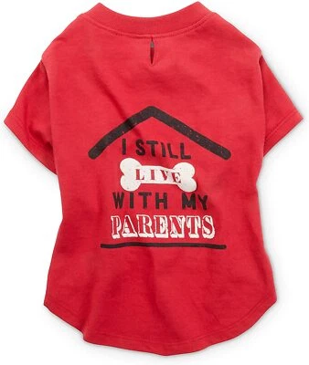 Petco Brand - Bond & Co. Red I Still Live with My Parents Dog T-Shirt, Medium