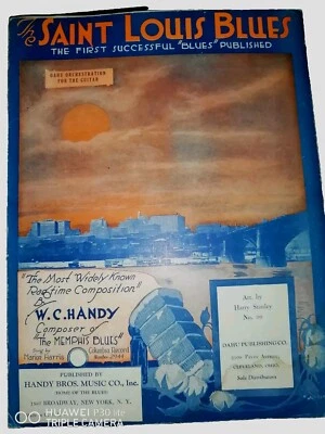 The Saint Louis Blues Sheet Music Gene Austin WC Handy Jazz Standard 1914 - Image 1 of 4