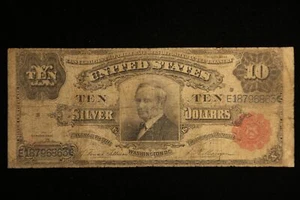 US 1891 $10 SILVER CERTIFICATE TOMBSTONE FR 299 TILLMAN MORGAN - Picture 1 of 2
