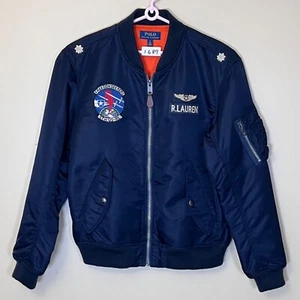 Polo Ralph Lauren Coastal Military Twill Bomber Jacket - Men's Size L - Blue - Picture 1 of 11