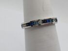 Sterling Silver 925 Blue & White Crystals Eternity Band Ring Size 5.75