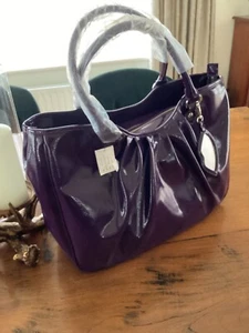 Authentic LULU Guinness Large Wanda “AUBERGINE” Patent Leather Bag BNWT - Picture 1 of 9