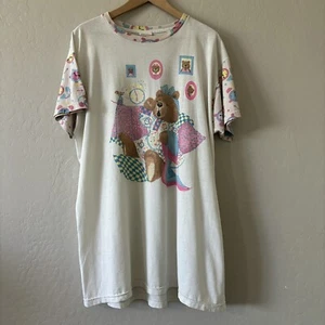 Vintage Teddybär Nachthemd Sleeper Shirt One Size Simply Basic Bärenuhren - Bild 1 von 13