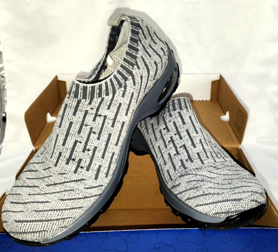 Bobs from Sketchers "River Renegade" Gray Memory Foam Knit Slip-On Women's Sz 8 - Image 1 of 4