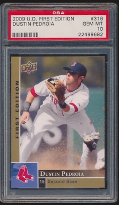 2009 Upper Deck Dustin Pedroia #316 First Edition Boston Red Sox PSA 10 GEM-MT - Image 1 of 4