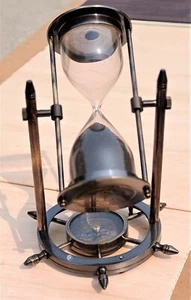 Reloj de arena náutico vintage con temporizador de arena brújula reloj de arena negro - Imagen 1 de 16