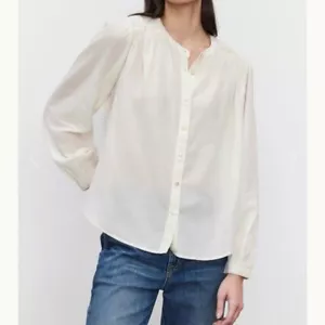 $269 NWT Cream Velvet by Graham & Spencer "Holly" Button Up Blouse Sz Small - Picture 1 of 10