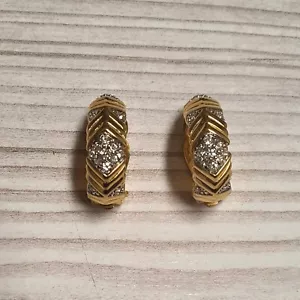 Antike Ohrringe Ohrclips Gold Farbig Nina Ricci Strass Retro Design Vintage - Bild 1 von 10