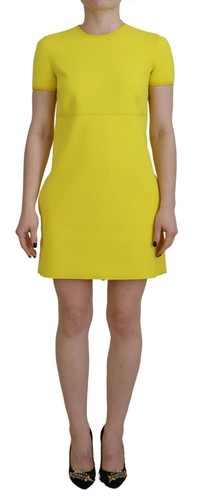 DSQUARED2 Abito Giallo Donna Nylon Maniche Corte Girocollo Aderente Avvolgente IT 38