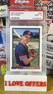 1991 BOWMAN JIM THOME ROOKIE CARD #68 PSA 9 MINT RC HOF MORE INDIANS READ - Picture 1 of 3