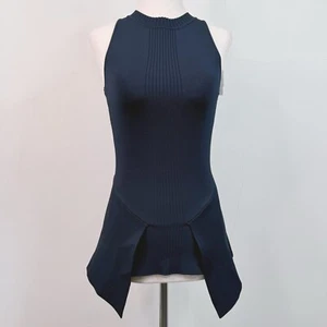 Roland Mouret Stretch Knit Peplum Top Navy Blue Lawrence Size XS Modern Classic - Picture 1 of 12