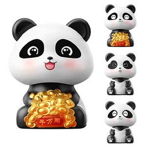 Lovely Panda Car Dashboard Decor Solar-powered Shaking Head Panda For Desktop - Picture 1 of 16