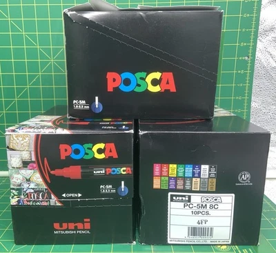 uni-ball POSCA PC-5M 1.8-2.5mm Box = 10 Packs of 8 = 80 Water Paint Markers New - Image 1 of 4