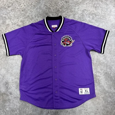 Toronto Raptors Shirt Mens XL Purple NBA Basketball Button Up Mesh Jersey - Image 1 of 4