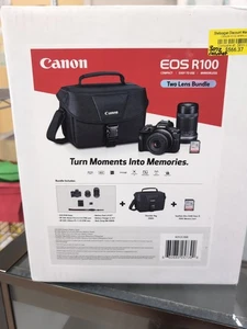 Kit de cámara digital Canon EOS R100 24,2 mega píxeles con 2 lentes y bolsa, tienda negra - Imagen 1 de 1