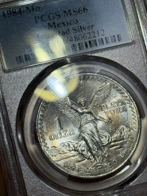 1984 MEXICO ONZA LIBERTAD SILVER COIN PCGS MS66 ⭐️UNIQUE 🌈toning And Luster - Image 1 of 4