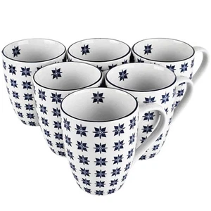 6 Cappuccino Tassen Set Kaffeetassen Keramik Tee Kaffee Mug Pott Groß 300ml (O) - Bild 1 von 4