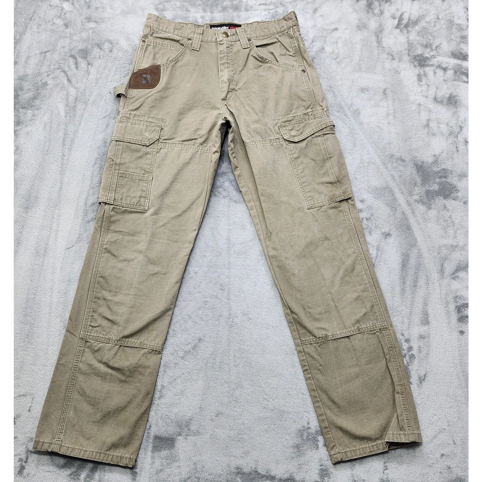 Vintage Wrangler Pants Mens 31x32 Tan Cargo Carpenter Double Knee Riggs Workwear - Image 1 of 4