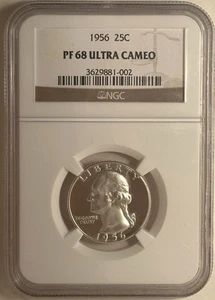 1956 Proof Washington Quarter NGC PF 68 Ultra Cameo, PR68DCAM - Picture 1 of 4