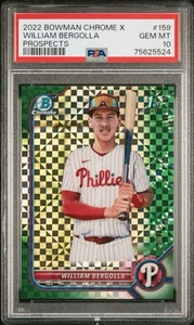 2022 Bowman Chrome X Green X-Fractor /31 William Bergolla PSA 10 - Picture 1 of 3