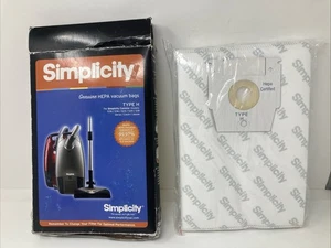 Simplicity Genuine Hepa Vacuum Bags Type H Canister 99.97% Effective 6 Bags - Picture 1 of 2