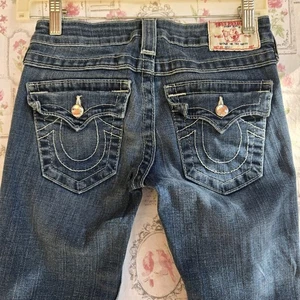 True Religion Womens Becky Low Rise Flare Twisted Seam Bootcut Jeans Size 24 - Picture 1 of 9