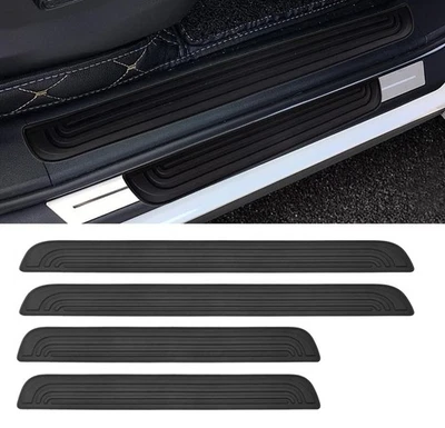 4Pcs For Mercedes-Benz Car Accessory Door Sill Plate Rubber Cover Anti Scratch - Image 1 of 4