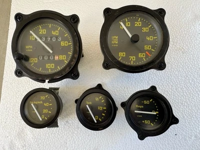VDO JET COCKPIT GAUGES SPEEDOMETER TACHOMETER ,AMP ,FUEL , PRESSURE GAUGES - Image 1 of 4