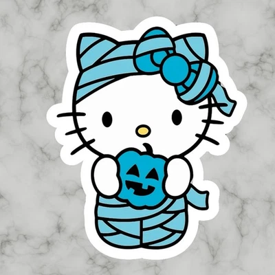 Kitty Cat, Kawaii Cute Fun Halloween Hello Adorable Glossy Vinyl sticker, Decal - Image 1 of 2