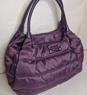 Kate Spade Quilted Nylon Purple Bag Enamel and Leather Handle Good Condition - Image 1 of 4