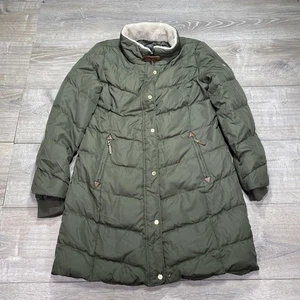 Lauren Ralph Lauren Women’s Down Parka Jacket Faux Fur Hood Green Large Coat LRL - Picture 1 of 17