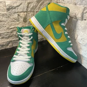 Nike Dunk Pro SB High Oakland Athletics taille 10,5 neuf daim vert jaune - Photo 1/10