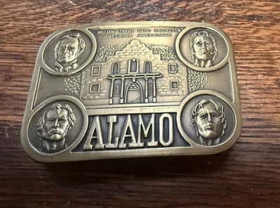 ¡Hebilla de cinturón de latón ALAMO 1985 vintage! Edición limitada Remember the Alamo  Foto 1 de 4