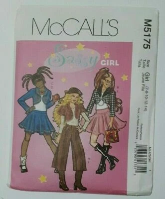 VINTAGE MC CALLS #5175 GIRLS' SIZES 7-14 LINED SHRUGS SKIRT & GAUCHO PATTERN CUT - Image 1 of 4