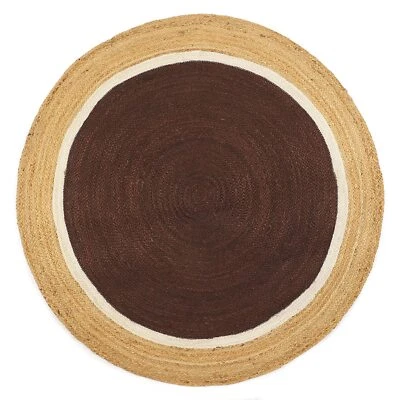 Braided Jute Rug Carpet Home Decor Boho Jute Natural Round Modern Dhurrie Carpet - Image 1 of 4
