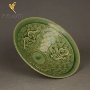 Horno Jizhou de porcelana china de 5,1" esmalte verde juego infantil doble cuenco - Imagen 1 de 8