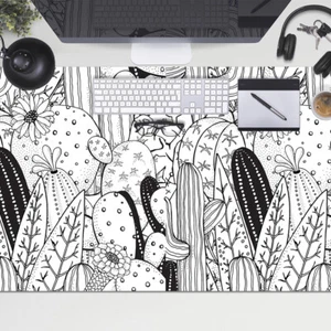 Computer Desk Top Mat Pad Large for Home School Keyboard 100x50 Cactus comics - Afbeelding 1 van 4