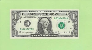 1977A ..UNCIRC $1 B 3143 6678 K .... 1977A $1 B-K NICE NOTE FRN - Bild 1 von 2