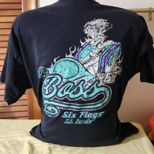 Vintage Six Flags St. Louis T-shirt Mens XXL The Boss 66MPH Roller Coaster Black - Picture 1 of 7