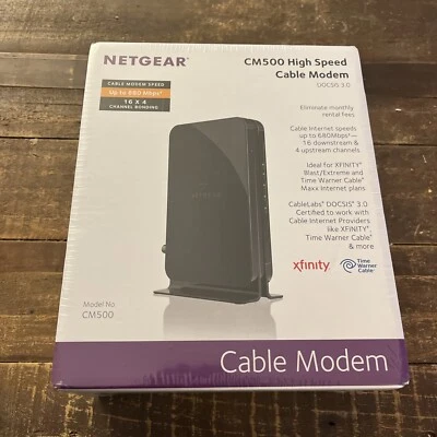 NETGEAR CM500-100NAS (16 x 4) High Speed Cable Modem 680 Mbps Docsis 3.0 Black - Image 1 of 4