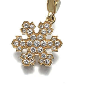Auth BVLGARI Pendant Snowflake Diamond Charm 18K 750 Yellow Gold - Picture 1 of 5
