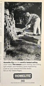 1968 VINTAGE PRINT AD - HOMELITE XL CHAINSAW AD - OLD MAN CUTTING FIRE WOOD - Picture 1 of 1