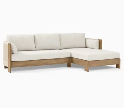 Sofá chaise seccional exterior de 2 piezas con cojines y fundas Foto 1 de 4