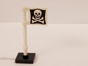 LEGO Minifigure Pirate Flag Crossbones Skull Printed Both Sides Flag with Stand - Picture 1 of 1