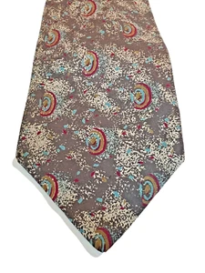 Strathmore Mens Neck Tie Charcoal Gray w Rainbow Circles Soft Italian Silk - Picture 1 of 3